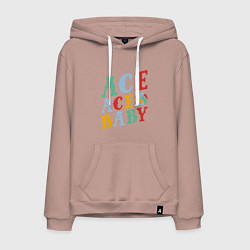 Толстовка-худи хлопковая мужская Ace Ace Baby, цвет: пыльно-розовый