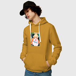 Толстовка-худи хлопковая мужская Fairy Tail, Мавис Вермиллион, цвет: горчичный — фото 2