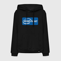 Толстовка-худи хлопковая мужская INTELлект, цвет: черный