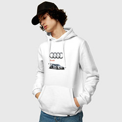 Толстовка-худи хлопковая мужская Audi Germany, цвет: белый — фото 2