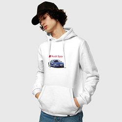Толстовка-худи хлопковая мужская Audi sport Racing, цвет: белый — фото 2