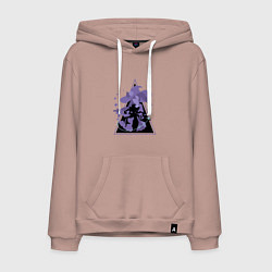 Толстовка-худи хлопковая мужская Genshin Impact MonaМона, цвет: пыльно-розовый