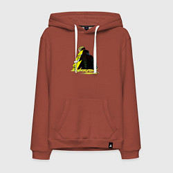 Толстовка-худи хлопковая мужская Cyberpunk Edgerunners, цвет: кирпичный