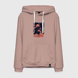 Толстовка-худи хлопковая мужская Скала Череп и Бег, цвет: пыльно-розовый