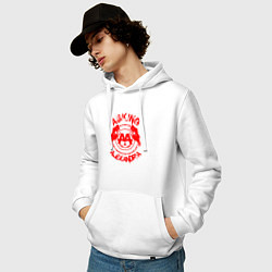 Толстовка-худи хлопковая мужская Asking alexandria красный лого, цвет: белый — фото 2