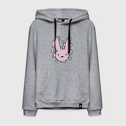 Толстовка-худи хлопковая мужская Bad Bunny Floral Bunny, цвет: меланж