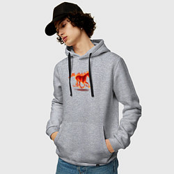 Толстовка-худи хлопковая мужская Fire horse огненная лошадь, цвет: меланж — фото 2
