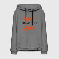 Толстовка-худи хлопковая мужская BMW E60, цвет: серый