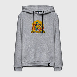 Толстовка-худи хлопковая мужская Все хорошо собака в огне пьет кофе, цвет: меланж