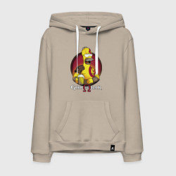 Толстовка-худи хлопковая мужская Homer god of bar, цвет: миндальный