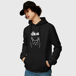 Толстовка-худи хлопковая мужская Blink 182 Рок кот, цвет: черный — фото 2
