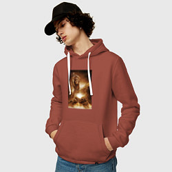Толстовка-худи хлопковая мужская Сварог - Кузнец, цвет: кирпичный — фото 2