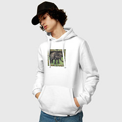 Толстовка-худи хлопковая мужская Olifant Met Fles Слон, цвет: белый — фото 2