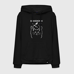 Толстовка-худи хлопковая мужская Shinedown Рок кот, цвет: черный