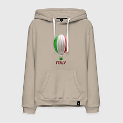 Толстовка-худи хлопковая мужская 3d aerostat Italy flag, цвет: миндальный