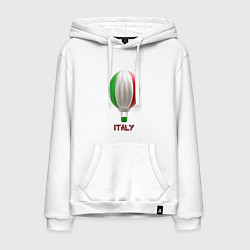 Толстовка-худи хлопковая мужская 3d aerostat Italy flag, цвет: белый
