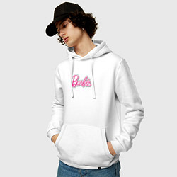 Толстовка-худи хлопковая мужская Barbie logo, цвет: белый — фото 2