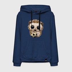 Толстовка-худи хлопковая мужская Футбол - Ёжик, цвет: тёмно-синий