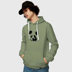 Толстовка-худи хлопковая мужская Прикольный панда - клякса, цвет: авокадо — фото 2