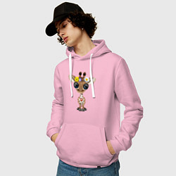 Толстовка-худи хлопковая мужская Мир - Жираф, цвет: светло-розовый — фото 2