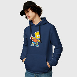 Толстовка-худи хлопковая мужская Барт Симпсон с баплончиком для граффити, цвет: тёмно-синий — фото 2
