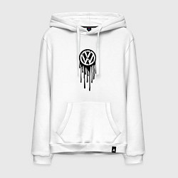 Толстовка-худи хлопковая мужская Volkswagen - art logo, цвет: белый