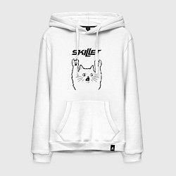 Толстовка-худи хлопковая мужская Skillet - rock cat, цвет: белый