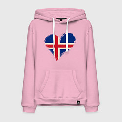 Толстовка-худи хлопковая мужская Сердце - Исландия, цвет: светло-розовый