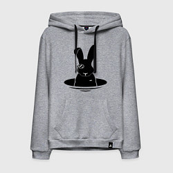 Толстовка-худи хлопковая мужская Кролик с моноклем, цвет: меланж