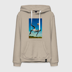 Толстовка-худи хлопковая мужская Удар Пеле, цвет: миндальный