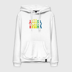 Толстовка-худи хлопковая мужская Думай - шахматные фигуры, цвет: белый