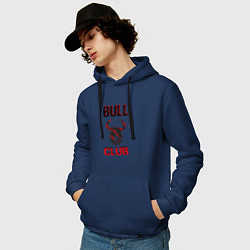 Толстовка-худи хлопковая мужская Bull Bitcoin Club, цвет: тёмно-синий — фото 2
