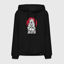 Толстовка-худи хлопковая мужская Jiu Jitsu red sun Brazil logo, цвет: черный