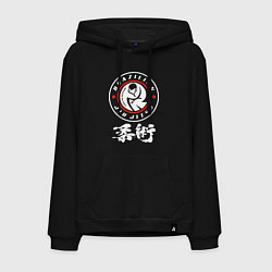 Толстовка-худи хлопковая мужская Brazilian splashes Jiu jitsu fighter logo, цвет: черный