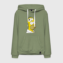Толстовка-худи хлопковая мужская Гомер Симпсон - нет подключения к интернету, цвет: авокадо