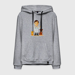 Толстовка-худи хлопковая мужская Ветеринар заботится о животных - котик и пёсик, цвет: меланж