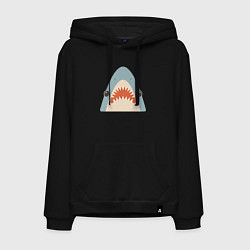 Толстовка-худи хлопковая мужская Милая маленькая акула, цвет: черный