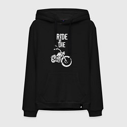 Толстовка-худи хлопковая мужская Ride or Die винтаж, цвет: черный