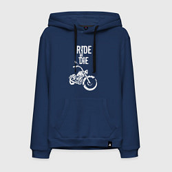 Толстовка-худи хлопковая мужская Ride or Die винтаж, цвет: тёмно-синий