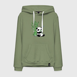 Толстовка-худи хлопковая мужская Панда бамбук и стрекоза, цвет: авокадо