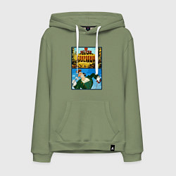 Толстовка-худи хлопковая мужская Остров сокровищ - доктор Ливси, цвет: авокадо