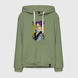 Толстовка-худи хлопковая мужская Benders brains, цвет: авокадо