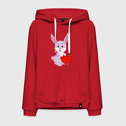 Толстовка-худи хлопковая мужская Кролик с сердцем, цвет: красный