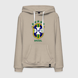 Толстовка-худи хлопковая мужская Brasil CBF, цвет: миндальный