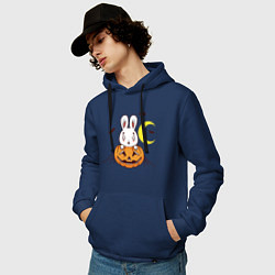 Толстовка-худи хлопковая мужская Кролик - Хэллоуин, цвет: тёмно-синий — фото 2