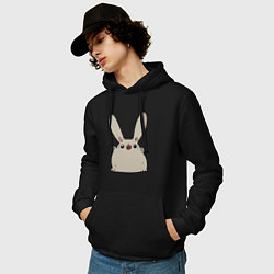Толстовка-худи хлопковая мужская Весёлый кролик, цвет: черный — фото 2