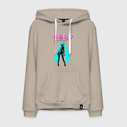 Толстовка-худи хлопковая мужская Вокалоид Хацуне Мику, цвет: миндальный