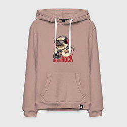Толстовка-худи хлопковая мужская Крутой мрпс играет на гитаре, цвет: пыльно-розовый