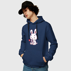 Толстовка-худи хлопковая мужская Rabbit like, цвет: тёмно-синий — фото 2