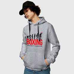 Толстовка-худи хлопковая мужская Boxing evolution, цвет: меланж — фото 2